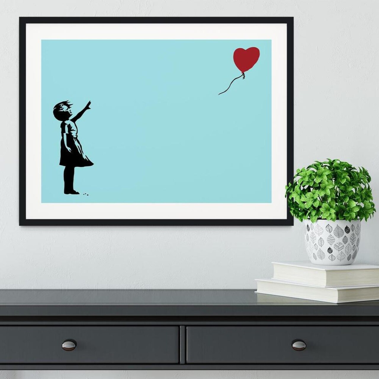 Edge Collections - Framed Banksy Balloon Heart Girl Artwork - 1 Piece